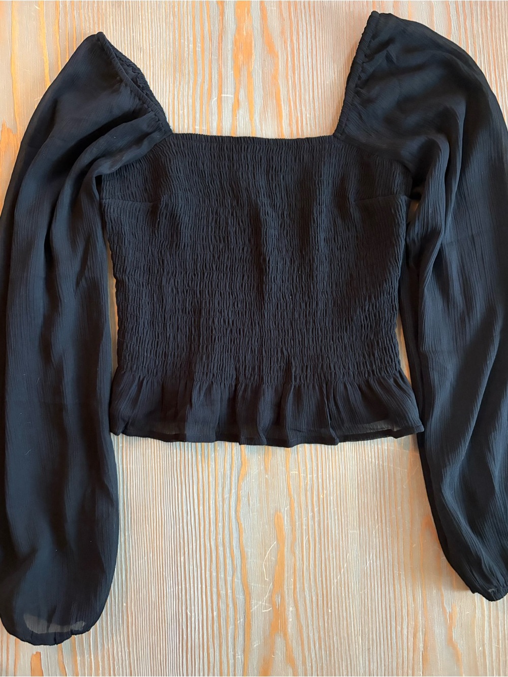 Hollister Black Pelum Square Neck Long Sleeve Top